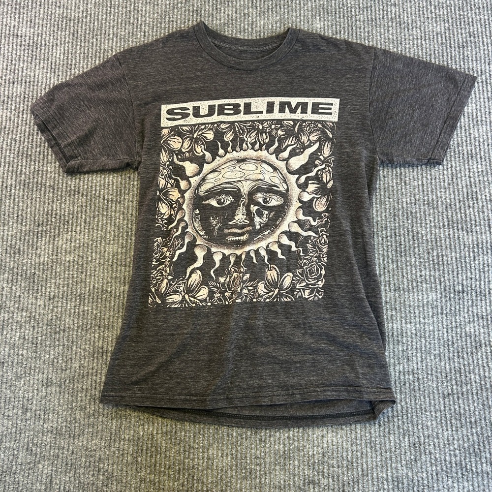 Sublime Band T-Shirt Charcoal Heather Sun Logo Graphic Tee Mens Small SKU 1148